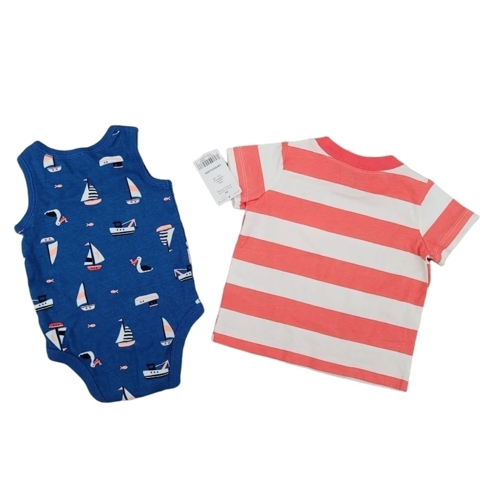 🍁 Carter's 6 Months Boys Nautical Beach Onesie Shirt
